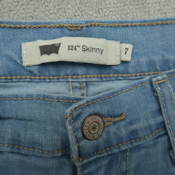 Levi's 524 Jeans Junior's Size 7 Blue Low-Rise Skinny Denim 31" Inseam Stretch - Picture 9 of 16
